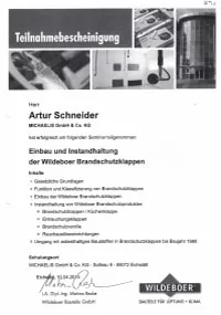 Mitarbeiterzertifikat<br>Schneider - BSK Wildeboer