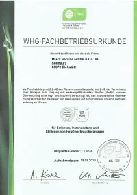 WHG-Fachbetriebsurkunde